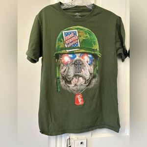 PATRIOTIC STAR & STRIPES MILITARY DOGS TSHIRT SIZE S